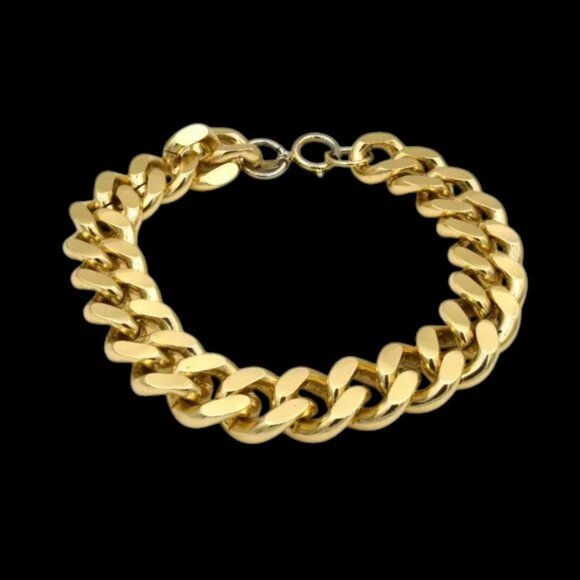 Vintage Erwin Pearl EP Chunky Cuban Link Choker Gold Tone - Picture 2 of 4